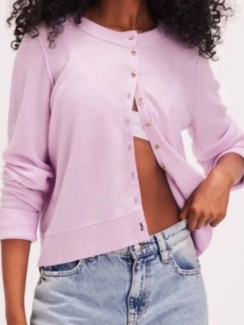 Free People Nocturnal Solid Wool & Cashmere Sweater Cardigan in Violet LG
